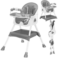 3-in-1 Baby HighChair, Foldable Portable Baby Dining Chairs Eat & Play Convertible High Chair with Double-Layer Dinner Plate