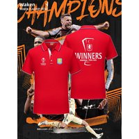 Aston Villa Europa League Champions 2026 Commemorative Shirt Short Sleeve Men's T-Shirt Fanwear Summer Cotton Casual Fas...