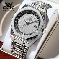 OPK 8157 Mens Watch Business Original Quartz Movement Watch Large Open Dial Stainless Steel Night Vision Design Daily Waterproof