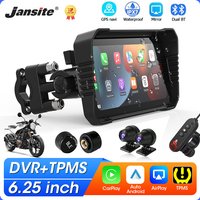 6.25" Motorcycle GPS Navigation DVR Carplay Screen Dual Cameras Drive Recorder IPX7 Waterproof Moto Monitor Support TPMS