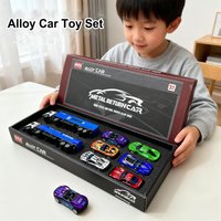 New Alloy Car Set Model High Simulation Die-cast Pull-back Racing Transport Truck Series Toys Children's Birthday Gift