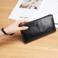 New Ladies Korean Style Zipper Wallet Long Handheld Bag Multi-Card Holder Money Clip with Wrist Strap Multi-Functional Wallet