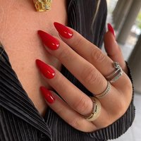 24PCS Red Press Nails Almond-Shaped Thick False Nails Medium Almond-Shaped Press Nails Reusable Acrylic Nails