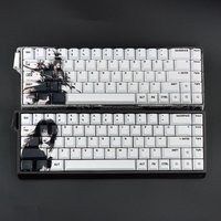 Anime Samurai Theme Keycap Set 68Key PBT Custom Black White Cherry Profile Gaming KeyCap for Mechanical Keyboard Wooting Fire68
