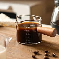 Hot selling Wooden Handle Hand-brew Coffee Machine Single/double-mouth Glass Coffee Measuring Cup Precise Scale, 750ML, Reusable