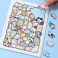 Cats Dogs Wooden Puzzle Building Blocks Irregularly Shaped Jigsaw Puzzle Game Early Education Toys For Boys And Girls Gifts