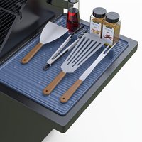Silicone Grill Mat for Blackstone Griddles BBQ Tool Organizer with Drip Pad, Spatula & Utensil Holder for Outdoor Cooking