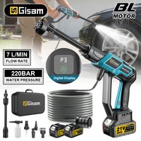 Gisam 220Bar Brushless Electric High Pressure Car Washer Gun Water Spray Gun Household Garden Tools For Makita 18v Battery Pin