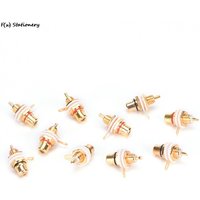 RCA Female Jack 10pcs Plated Connector Gold Panel Mount Chassis Audio Socket Plug Bulkhead White Cycle With Nut Solder Cup