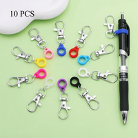 10pcs Random Color Silicone Anti-Lost Adjustable Rings Pen Holder With Clips For Lanyard, Nurses, And Doctor