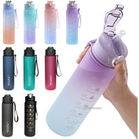 Motivational Sports Water Bottle with Straw Leak-proof Portable Drinking Bottle for Outdoor Fitness Camping Cup