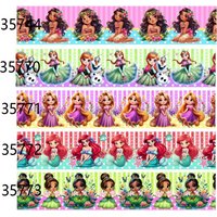 75mm Character Disney Princess Grosgrain Ribbon 5yards for Hairbows DIY Decoration Craft Materials