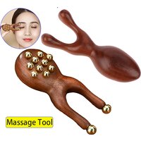 Wooden Nose Guasha Massage Tool Brass Bead Handheld Comb Antistatic For Face Nose Eye Relaxation Spot Meridians Acupoint