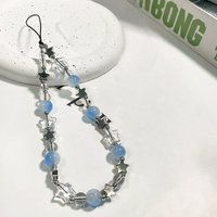 Cool Blue Star Mobile Phone Strap with Silver Transparent Beads – A Stylish, Anti-Loss Strap Suitable for Both Phones and Bags