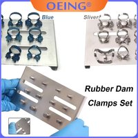 1 Set Dental Endodontic Rubber Dam Clamps Restorative Stainless Steel Barrier Clip Holding Tray Dentist Surgery Endodontic Tools