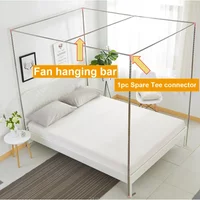 without Mosquito Net Stainless Steel Bed Netting Fan Bar Support Bed Canopy Bracket Mosquito Net Frame for 16mm 4 Corner Bed