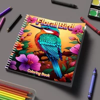 Coloring Book Floral Bird for Adult Colouring Book, Birthday Day Gift, Back to School Supplies, Adults Cute Drawing Book