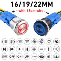 16/19/22MM Custom Metal Push Button Switch with Socket Waterproof Luminous Latching Momentary Car Boat Motorcycle 12V 24V 220V