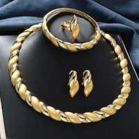 Luxury Dubai Jewelry Woman Jewelry Set Necklace/Ring/Earrings/Bracelet Set Necklace for Girls Stylish Accessories Party Jewelry
