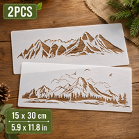 2PCS A4 Mountain Stencils 8.3ร11.7 in โ Reusable DIY Wall, Wood, Fabric Painting Templates for Home Decor