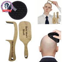 Wooden Creative Father's Day Gifts for Bald Men Novelty Funny Adult Bald Head Bald Man Brushes Set Hair Care Styling Tool