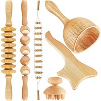 6-in-1 Holztherapie-Massagegerät, Lymphdrainage-Massagegerät, Anti-Cellulite-Faszien-Massage-Roller für Ganzkörper-Muskelentspannung