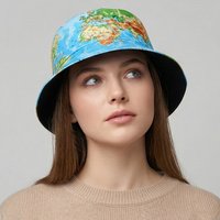New model map-printed sun-protective hat - creative and unique fisherman's hat for spring and summer, UV protection cap