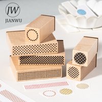 JIANWU Geometric Aesthetic Series Vintage Dot Gird Landscape Material Collage Wooden Stamp Creative DIY Junk Journal Stationery
