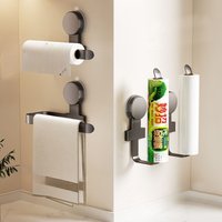 Kitchen Paper Towel Holder, No-Drill Wall-Mounted Rack for Household Use, Storage Rack for Cling Film, Bags, Paper Rolls, and Cl
