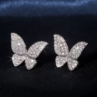 Cute Real 925 Sterling Silver Romantic Animal Butterfly Stud Earrings for Girls Kids Mini Anti-allergy Birthday Gift Ear Studs