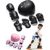 AliExpress WEUPFLY 7 Pcs Kids Bike Helmet with Pads Set for Ages 3-10, Adjustable Protective Gear for Boys & Girls - for Toddler Cycling, Skating