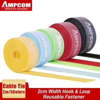 AMPCOM 5 Rollen Nylon-Kabel-Organizer mit Klettverschluss, Drahtwickler, Clip/Krawatten-Draht-Organizer/Farbe, 10 m, für iPhone, Samsung, USB-Kabel