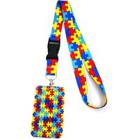 Autism Pattern Neck Keychain Necklace Webbings Ribbons Anime Cartoon Neck Strap Lanyard ID badge Holder Keychain Lanyards Gifts