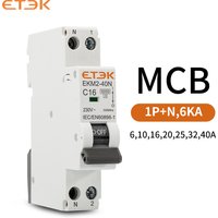 ETEK 1P+N Mini Circuit Breaker MCB 30mA C curve 10A 16A 20A 25A 32A Din Rail Mounting Miniature Household Air Breaker EKM2 40N