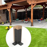 Adjustable Deck Post Anchor Bracket, Heavy Duty Support for Multi-size Wooden Post, Fence Pergola Bracket Without Screws