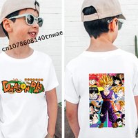 Dragon Ball Son Goku Son Gohan anime costume kids white T-shirt pure cotton short-sleeved cartoon top for boys and girls