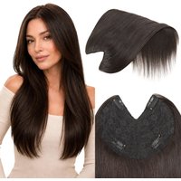 V-Part Clip-In Echthaar-Extensions, unsichtbare Clip-On-Topper für Frauen, Highlight Blond Braun, brasilianisches Remy-Haar, 16 Zoll