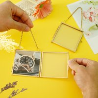 4/2Pc Mini Photo Frames Metal Glass Double Sided Picture Frame Pressed Flowers Display Frames Wall Hang Decor Floating Frame