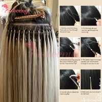 Micro Loop Human Hair Extensions 50 Strands, Invisible Straight Micro Bead Hair for Women, #2 Light Brown & Multi Colors Optional, 12/16/20 Inch