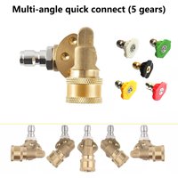 Pressure Washer Pivoting Coupler with 5 Angle 180 ° Rotation Gutter Cleaner Attachment Nozzle Tips 1/4 Quick Connect 4500 PSI