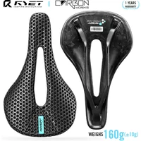 RYET 3D Printed Carbon Fiber Bike Saddle - Super Light Road MTB Racing Seat - Comfortable Ergonomic Cycling Saddle for Men Women