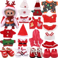 Christmas Red Set For Labubu Clothes Accessories V1 V2 V3 Plush Doll Toys For Girls