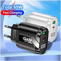GaN 65W PD USB Type C Charger Mobile Phone Quick Charge Type C Wall Charger For iPhone EU/US Plug Charger