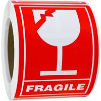 100/200Pcs 2In*3In Fragile Handle with Care Red Logistics Transport Warehouse Storage Warning Stickers Warning Box Packaging Transport Adhesive Labels Warehouse Storage Warning Labels Cups Jars