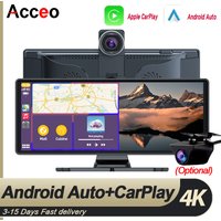 ACCEO 4K Dash Cam 10.26' All in One Car Stereo with Android Auto Carplay Built in WiFi Bluetooth Support GPS 1080P Rear Camera