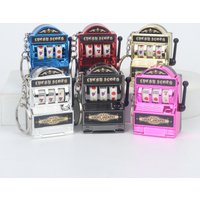 Mini Slot Machine Stress Relief Keychain Fruit Machine Keychain Funny Bag Pendant Las Vegas 777 Retro Rocking Machine Small Gift