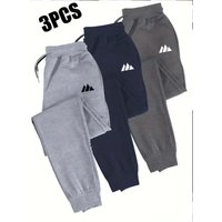 Alphabet print three-piece men's casual sweatpants, drawstring + dual leg straps design, a new benchmark in stylish sweatpants