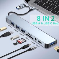 8 In 2 USB 3.0 HUB USB C HUB USB Docking Station Type C Multiport Adapter SD TF Card Reader Dock For PC Laptops Desktop Computer