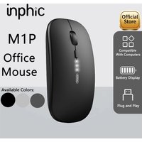 Inphic M1P Wireless Silent Office Mouse Ultra-Thin Portable USB Interface Battery Power Display TYPE-C Charging Wireless Mouse