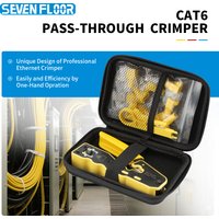 Cat6 Pass Through Network Tool Kit RJ45 Crimping Plier, Stripper, Single Row Cat6 Connectors 8P Boots EVA Case
